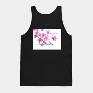 Watercolor Blossoms Floral Birthday Card | Greeting Card Tank Top